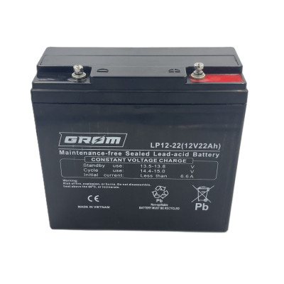 АКБ  22Ah LP12 AGM Grom (гермет) 12V (181*76*167)