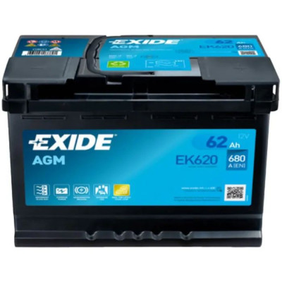 АКБ EXIDE  62Ah (-/+) START-STOP AGM EN680 242х175х190 EK620