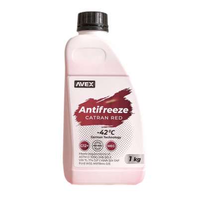 Антифриз AVEX Catran Red MEG, -42 °C G12+ кан.  1кг(0,94л)