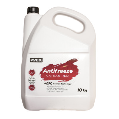 Антифриз AVEX Catran Red MEG, -42 °C G12+ кан. 10кг(9.4л)