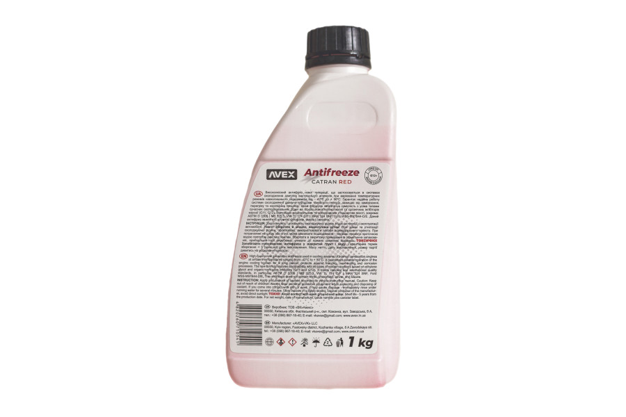 Антифриз AVEX Catran Red MEG, -42 °C G12+ кан.  1кг(0,94л)