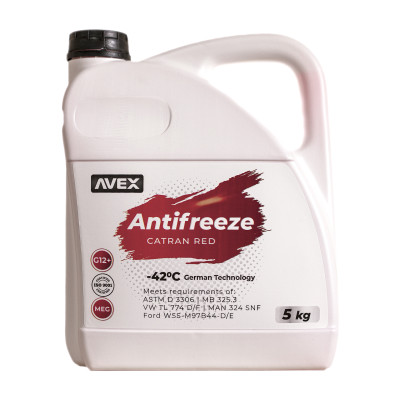 Антифриз AVEX Catran Red MEG, -42 °C G12+ кан.  5кг(4,7л)
