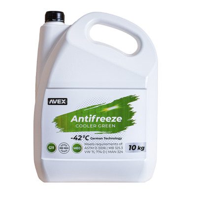 Антифриз AVEX Cooler Green MEG, -42 °C G11 кан. 10кг(9.4л)