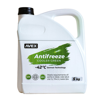 Антифриз AVEX Cooler Green MEG, -42 °C G11 кан. 5кг(4,7л)
