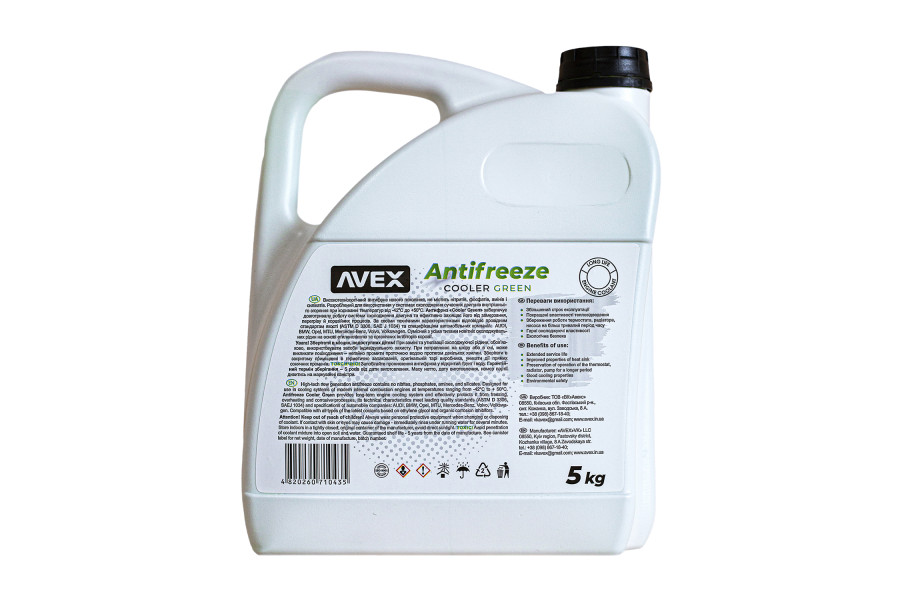 Антифриз AVEX Cooler Green MEG, -42 °C G11 кан. 5кг(4,7л)